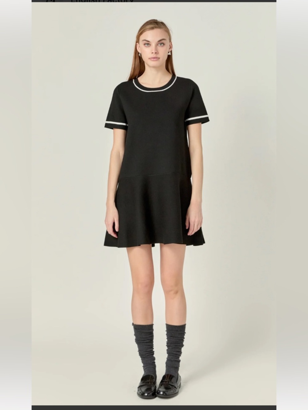 ENGLISH FACTORY KNIT CONTRAST MINI DRESS-MEDIUM